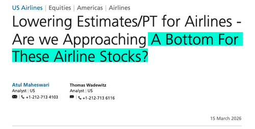 UBS Eyes Possible Bottom In Airline Stocks After Bear Market